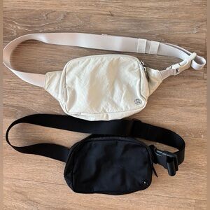 lululemon athletica Black and Cream Belt Bags